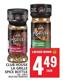 Food Basics CLUB HOUSE LA GRILLE SPICE BOTTLE 120 - 248 G offer