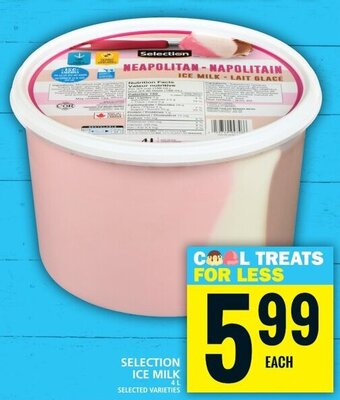 Food Basics SELECTION ICE MILK 4L offer