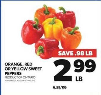 Real Canadian Superstore ORANGE, RED OR YELLOW SWEET PEPPERS offer