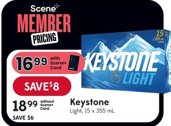 Sobeys Keystone Light, 15 x 355 mL offer
