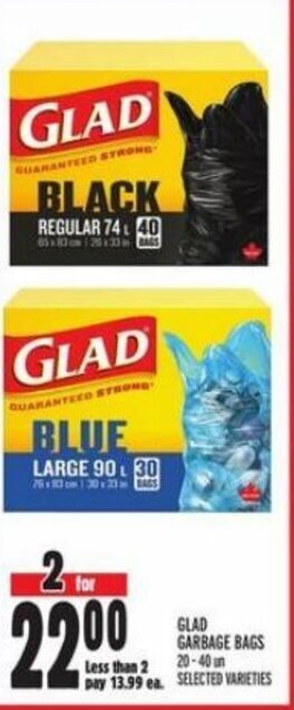 Metro GLAD GARBAGE BAGS offer