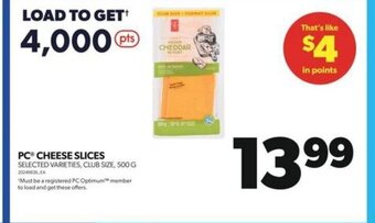 Real Canadian Superstore PC CHEESE SLICES 500g offer