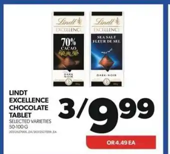 Real Canadian Superstore LINDT EXCELLENCE CHOCOLATE TABLET SELECTED VARIETIES 50-100 G offer