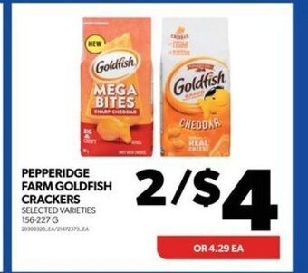 Real Canadian Superstore PEPPERIDGE FARM GOLDFISH CRACKERS SELECTED VARIETIES 156-227 G offer