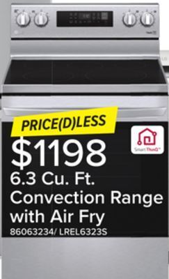 Leon's Lg stainless steel 6.3 cu ft. electric thinq® range with air fry and fan convection -lrel6323s offer