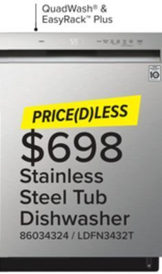Leon's Lg stainless steel built-in front control dishwasher with quadwash and easyrack plus - ldfn3432t offer