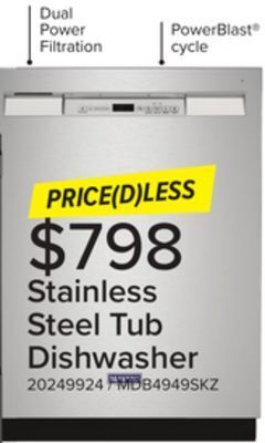Leon's Maytag 24 fingerprint resistant stainless steel dishwasher with dual power filtration (50 dba) - mdb4949skz offer