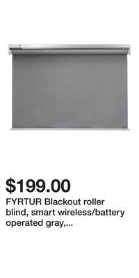 IKEA Fyrtur blackout roller blind, smart wireless/battery operated gray, 58.5x195 cm (23x76 ¾ ) offer