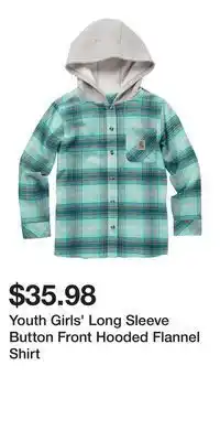 Mark's Youth girls' long sleeve button front hooded flannel shirt offer