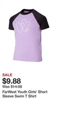 Mark's Farwest youth girls' short sleeve swim t shirt offer