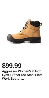 Mark's Aggressor women's 6 inch lynx ii steel toe steel plate work boots - brown offer