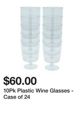 Dollarama 10pk plastic wine glasses - case of 24 offer