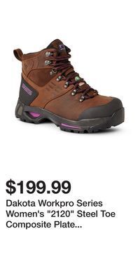 Mark's Dakota workpro series women's 2120 steel toe composite plate waterproof leather safety work boots - dark coffee offer