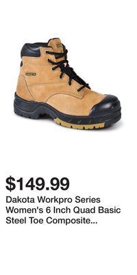 Mark's Dakota workpro series women's 6 inch quad basic steel toe composite plate leather work boots with tarantula anti-slip - brown offer