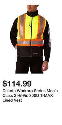 Mark's Dakota workpro series men's class 2 hi-vis 300d t-max lined vest offer