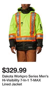 Mark's Dakota workpro series men's hi-visibility 7-in-1 t-max lined jacket offer
