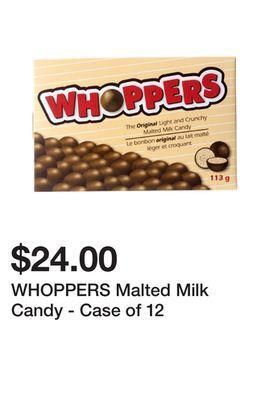 Dollarama Whoppers malted milk candy - case of 12 offer