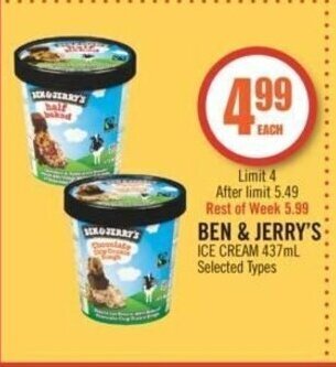 Shoppers Drug Mart BEN & JERRY'S ICE CREAM 437mL offer