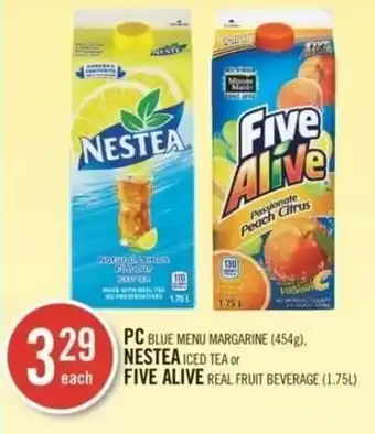 Shoppers Drug Mart PC BLUE MENU MARGARINE, NESTEA ICED TEA or FIVE ALIVE REAL FRUIT BEVERAGE offer