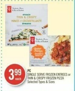 Shoppers Drug Mart PC SINGLE SERVE FROZEN ENTREES or THIN & CRISPY FROZEN PIZZA offer