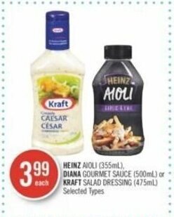 Shoppers Drug Mart HEINZ AIOLI, DIANA GOURMET SAUCE or KRAFT SALAD DRESSING offer