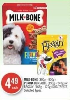 Shoppers Drug Mart MILK-BONE, PURINA DENTALIFE or BEGGIN' DOG TREATS offer
