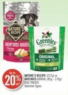 Shoppers Drug Mart NATURE'S RECIPE or GREENIES DENTAL DOG TREATS offer
