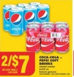 No Frills COCA-COLA or PEPSI SOFT DRINKS offer