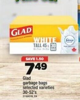 Real Canadian Superstore Glad garbage bags offer