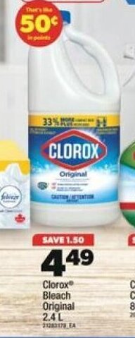 Real Canadian Superstore Clorox Bleach Original 2.4L offer