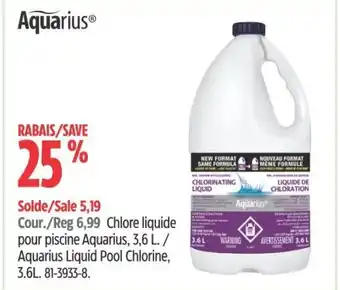 Canadian Tire Chlore liquide pour piscine Aquarius, 3,6 L offer