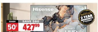 2001 Audio Video Hisense 50 uhd 4k google tv offer