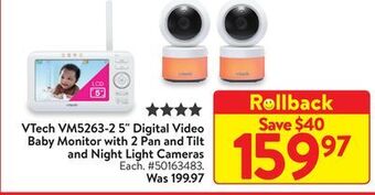Walmart Vtech vm5263-2 5 digital video baby monitor with 2 pan and tilt and night light cameras offer