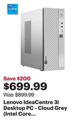 Best Buy Lenovo ideacentre 3i desktop pc - cloud grey (intel core i5-12400/512gb ssd/12gb ram/windows 11) offer