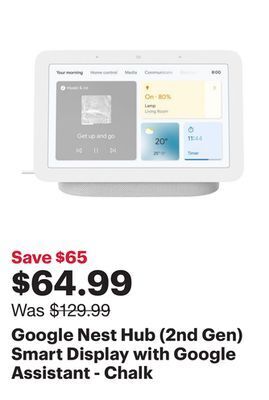 Best Buy Google nest hub (2nd gen) smart display with google assistant - chalk offer