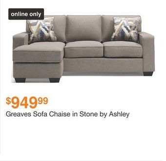 Ashley Furniture Greaves sofa chaise in stone by ashley offer
