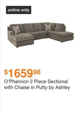 Ashley Furniture O'phannon 2 piece sectional with chaise in putty by ashley offer