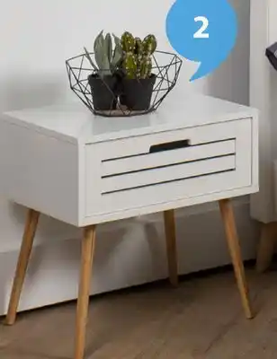 JYSK Fyn 1-drawer nighstand, white, solid bamboo legs offer