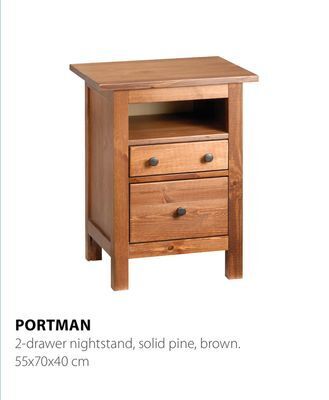 JYSK Portman 2-drawer nightstand offer