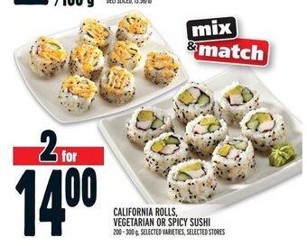 Metro CALIFORNIA ROLLS, VEGETARIAN OR SPICY SUSHI offer