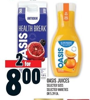 Metro OASIS JUICES offer