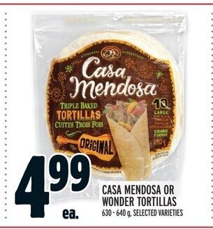 Metro CASA MENDOSA OR WONDER TORTILLAS offer