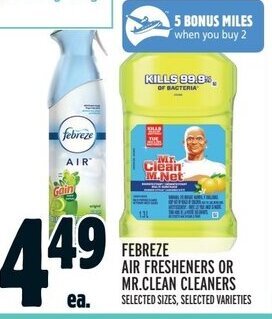 Metro FEBREZE AIR FRESHENERS OR MR.CLEAN CLEANERS offer