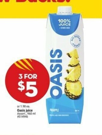 Giant Tiger Oasis juice offer