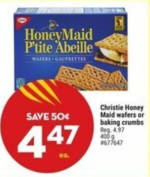 Giant Tiger Christie Honey Maid wafers or baking crumbs offer