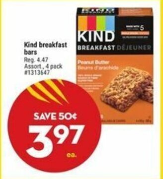 Giant Tiger Kind breakfast bars offer