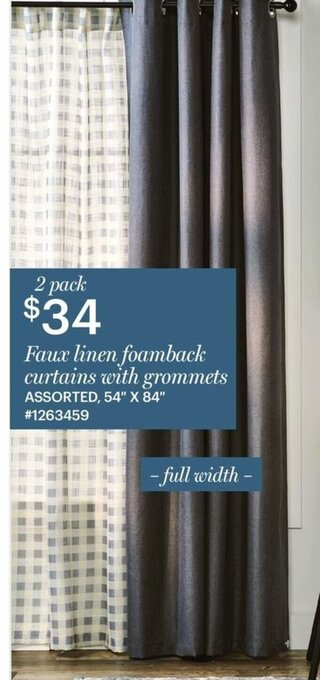Giant Tiger Faux linen foamback curtains with grommets offer