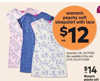 Giant Tiger Women's peachy soft sleepshirt with lace offer