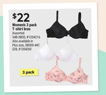 Giant Tiger Women's 3 pack T-shirt bras offer
