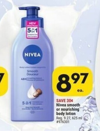 Giant Tiger Nivea smooth or nourishing body lotion offer